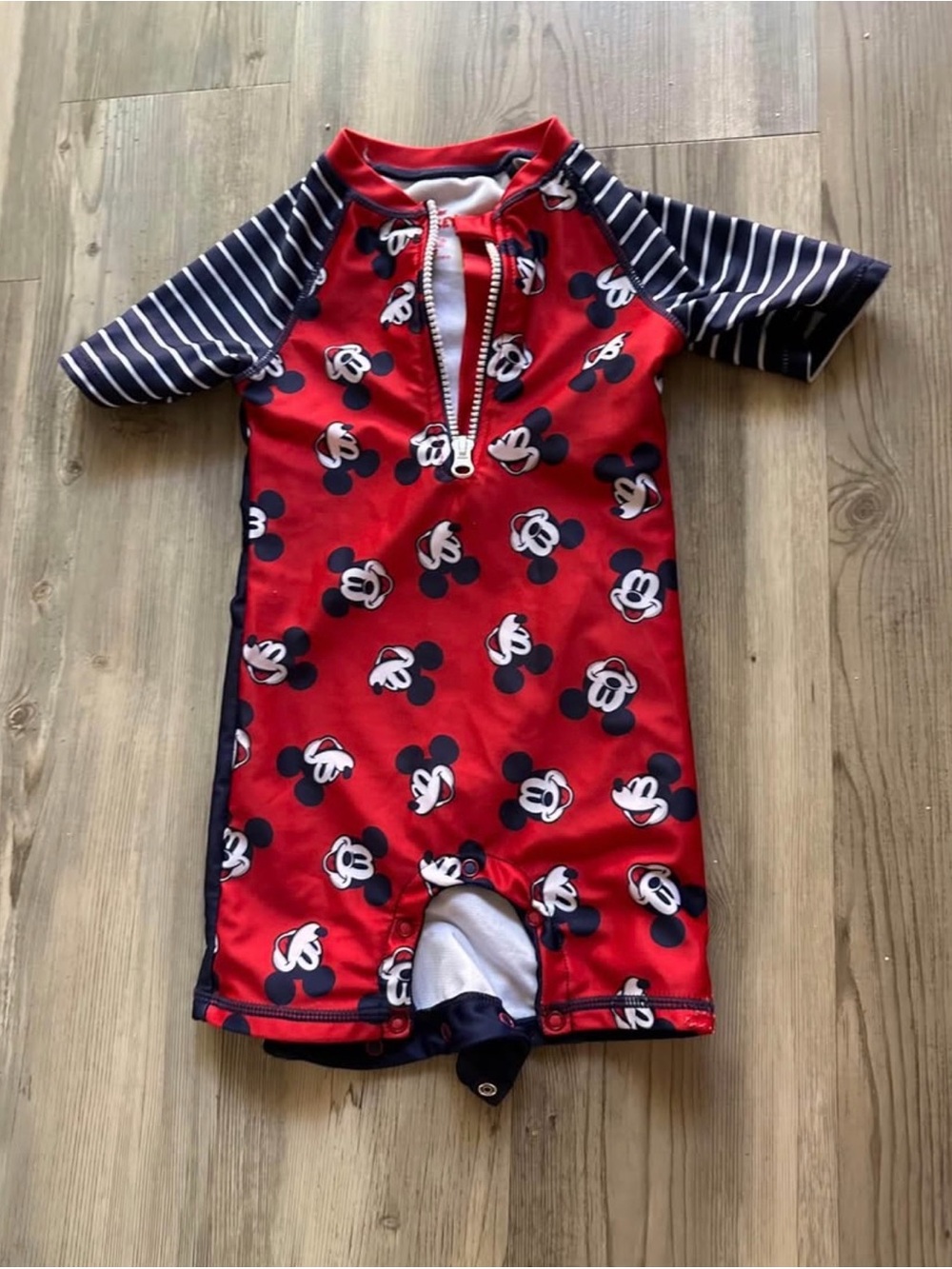 Disney Baby Red Mickey Mouse Short Sleeve Swim Suit 2T